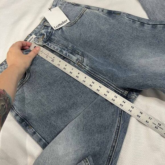 Lattelier Retro Mom Ankle Zipper Acid Wash High Rise Jeans - Picture 8 of 9